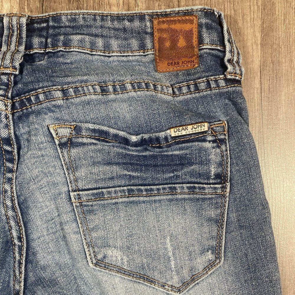 Dear John Bootcut Jeans Womens 27 Blue Playback Straight Leg Distressed 27x28